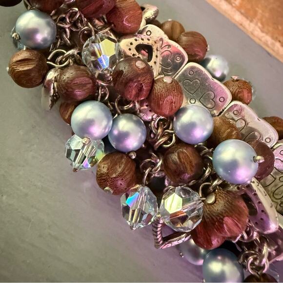 Brighton Silver Tone Hearts Beaded Stretch Bracelet - Picture 9 of 10